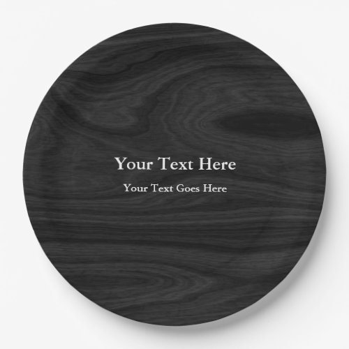 Grey Black Plain Elegant Modern ADD TEXT Paper Plates