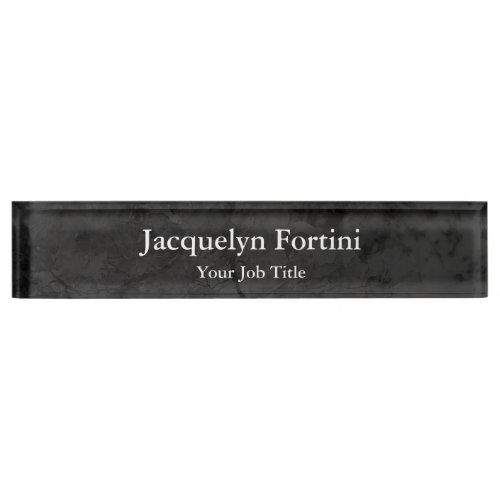 Grey Black Plain Elegant Modern Minimalist Desk Name Plate