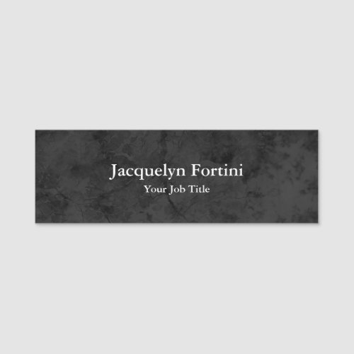 Grey Black Plain Elegant Modern Minimalist Name Tag