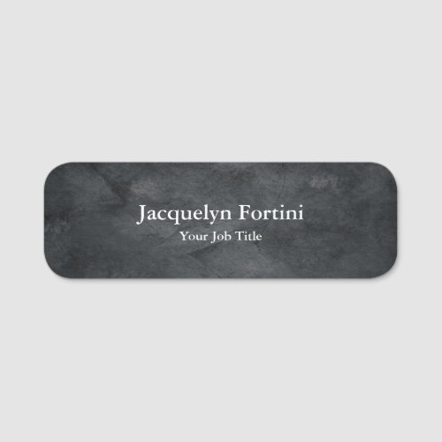 Grey Black Plain Elegant Modern Minimalist Name Tag