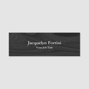 Grey Black Plain Elegant Modern Minimalist Name Tag