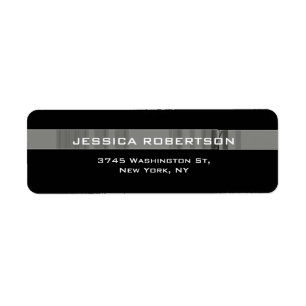 Grey Black Plain Elegant Modern Trendy Label