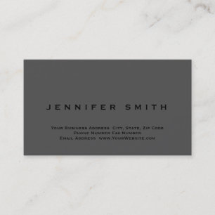 Grey Black Plain Standard Size Business Card
