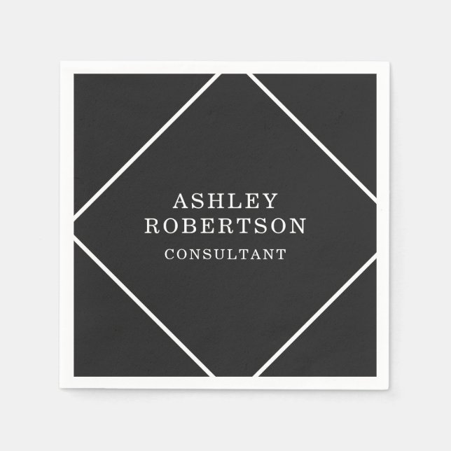 Grey Black Professional Stylish Trendy Minimalist Napkins (Front)