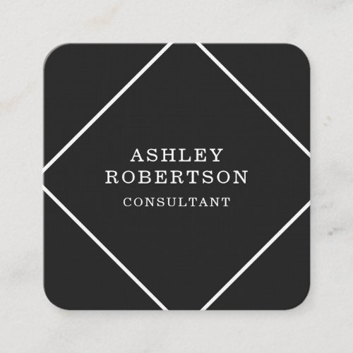 Grey Black Professional Stylish Trendy Minimalist Square Business Card