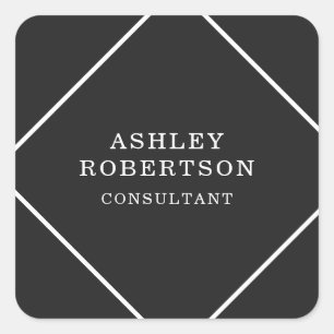 Grey Black Professional Stylish Trendy Minimalist Square Sticker