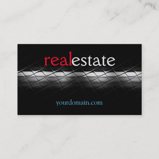 Grey Black Real Estate Agent Trendy Professional Business Card (Front)