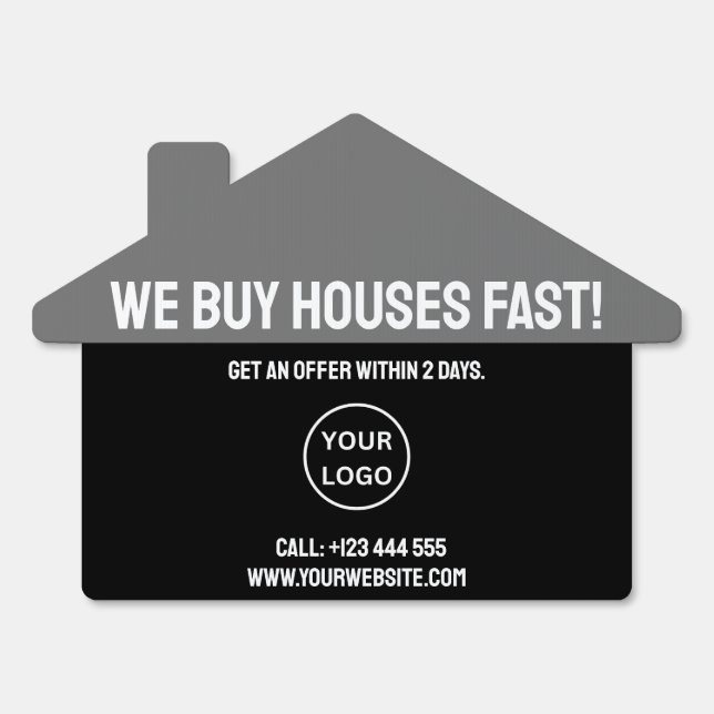 Grey Black Real Estate Investor We Buy Houses Sign (Back)