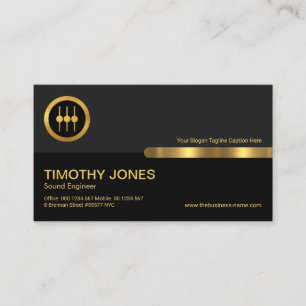 Grey Black Retro Columns Audio Sound Business Card