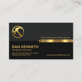 Grey Black Retro Columns Builder Handyman Business Card