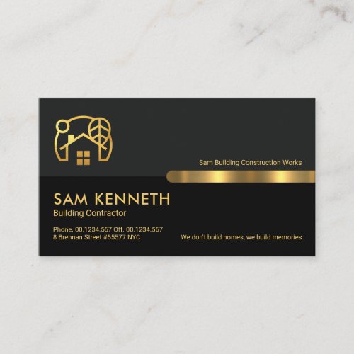 Grey Black Retro Columns Building Business Card