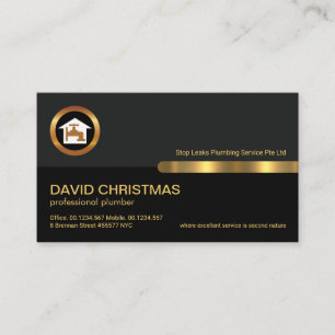 Grey Black Retro Columns Gold Faucet Plumber Business Card