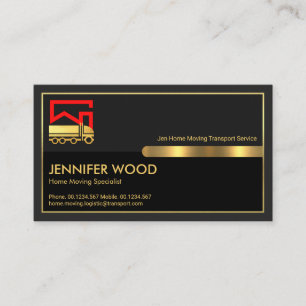 Grey Black Retro Columns Gold Frame Truck Business Card