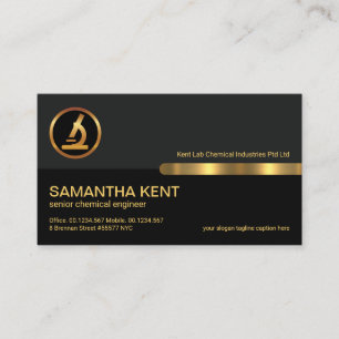 Grey Black Retro Columns Gold Line Chemist Business Card