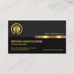 Grey Black Retro Columns Gold Line, Hospitality Business Card