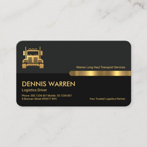 Grey Black Retro Columns Gold Truck Delivery Business Card