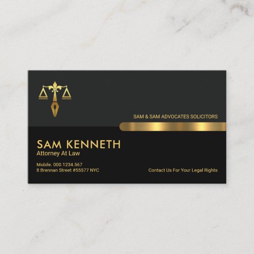 Grey Black Retro Columns Legal Lawyer Business Card