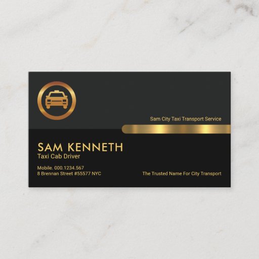 Customizable Grey Black Retro Columns Taxi Cab Driver Transport Business Card