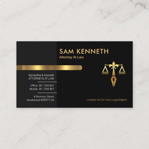 Grey Black Retro Layers Legal Lawyer Business Card