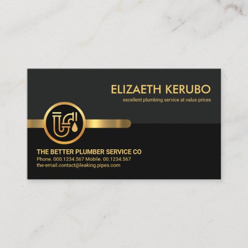 Grey Black Retro Layers Plumbing Business Card