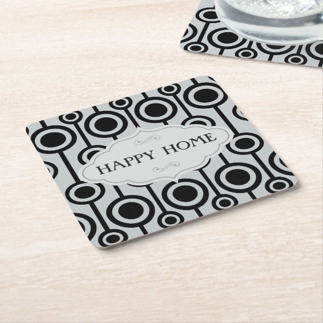 Grey black seamless monogram pattern Coasters (Angled)