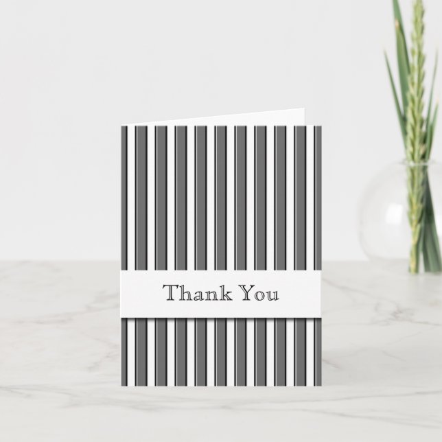 Grey Black Stripes Thank You Card (Front)