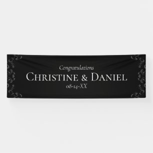 Grey & Black Swirl Gothic Wedding Banner