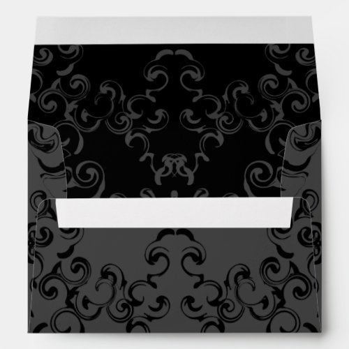 Grey  Black Swirl Gothic Wedding Envelope