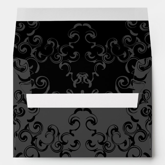 Grey & Black Swirl Gothic Wedding Envelope (Back (Bottom))
