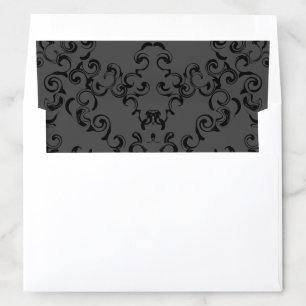 Grey & Black Swirl Gothic Wedding Envelope Liner