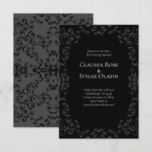 Grey & Black Swirl Gothic Wedding Invitation