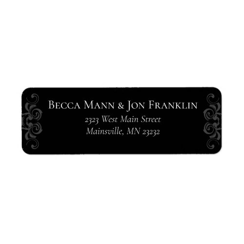 Grey  Black Swirl Gothic Wedding Label