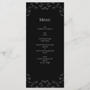 Grey & Black Swirl Gothic Wedding Menu