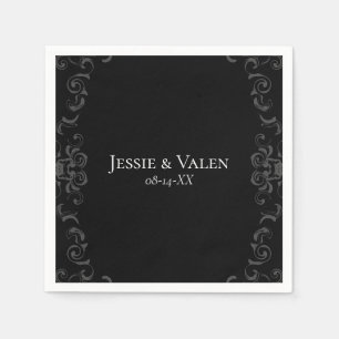 Grey Black Swirl Gothic Wedding Napkins