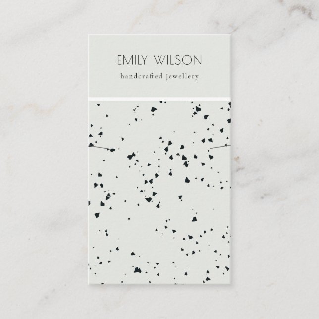 Grey Black Terrazzo Texture Band Necklace Display Business Card (Front)