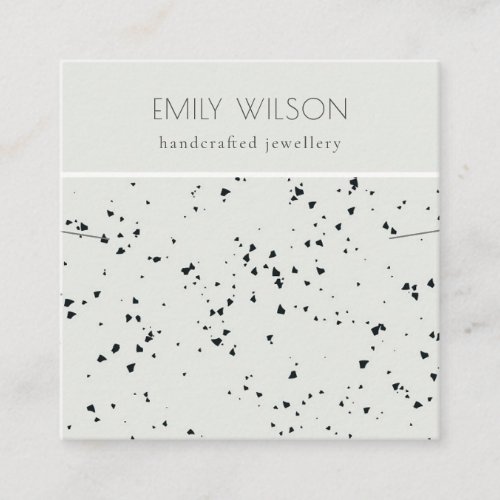 Grey Black Terrazzo Texture Band Necklace Display Square Business Card