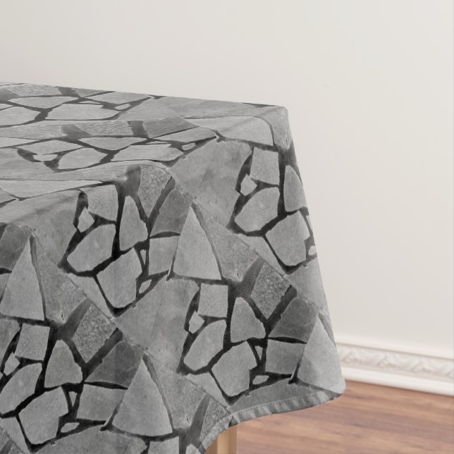Grey Black Tiles Pattern, Stone, Rustic Tablecloth (In Situ)