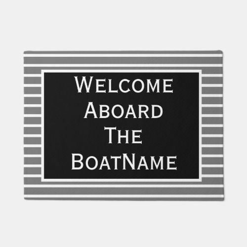 Grey  Black Welcome Aboard Boat Doormat