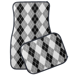 Grey Black White Argyle Diamond Design  Car Floor Mat