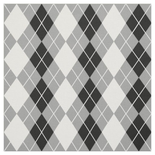 Grey Black White Argyle Diamond Design  Fabric