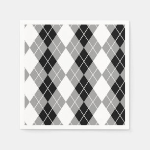 Grey Black White Argyle Diamond Design  Napkins