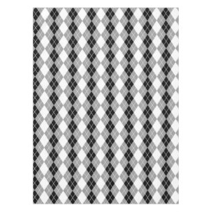 Grey Black White Argyle Diamond Design Tablecloth