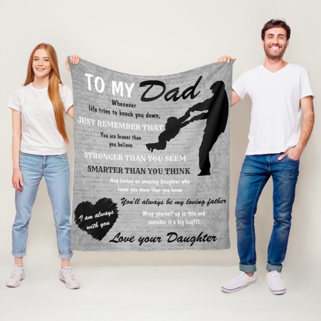 Grey Black White Dad and Daughter Father Day Fleece Blanket (In Situ)