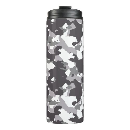 Grey Black  White Girly Army Camouflage Pattern Thermal Tumbler