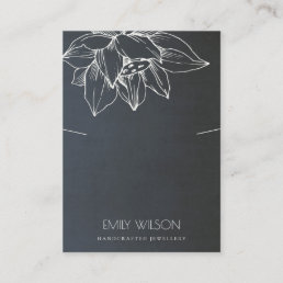 GREY BLACK WHITE LOTUS SIMPLE NECKLACE DISPLAY BUSINESS CARD