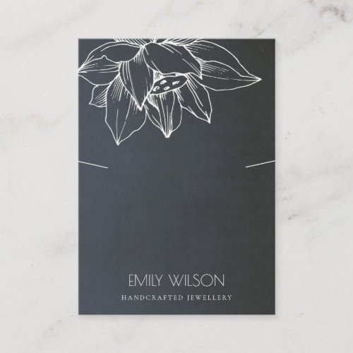 GREY BLACK WHITE LOTUS SIMPLE NECKLACE DISPLAY BUSINESS CARD