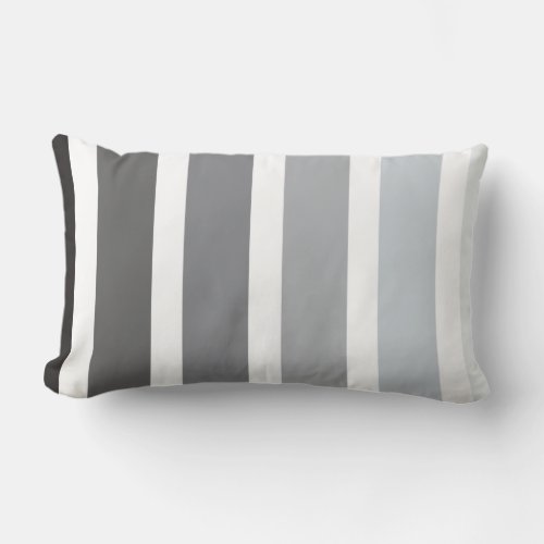 Grey Black White Ombre Stripes Lumbar Pillow