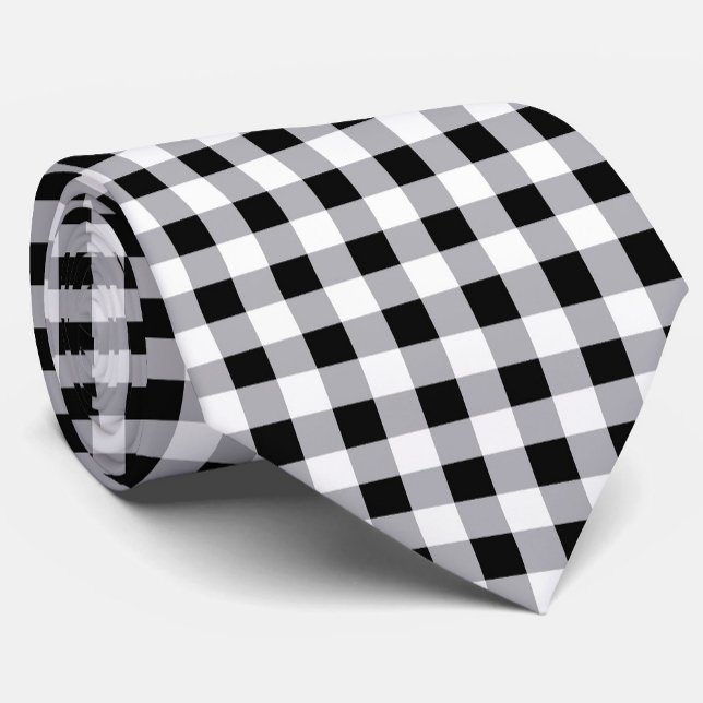 Grey Black White Plaid Check Pattern  Neck Tie (Creator Uploaded)