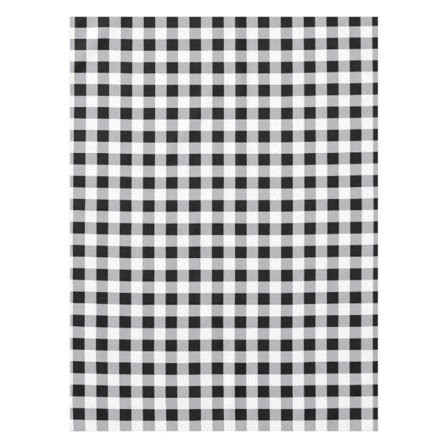 Grey Black White Plaid Check Pattern  Tablecloth (Front)