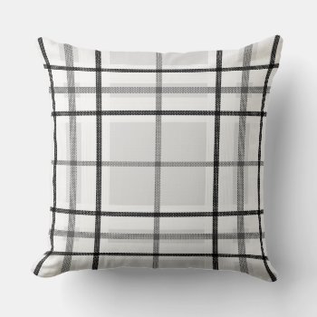 Grey Black  White Plaid Decor Throw Pillow by Lighthouse_Route at Zazzle